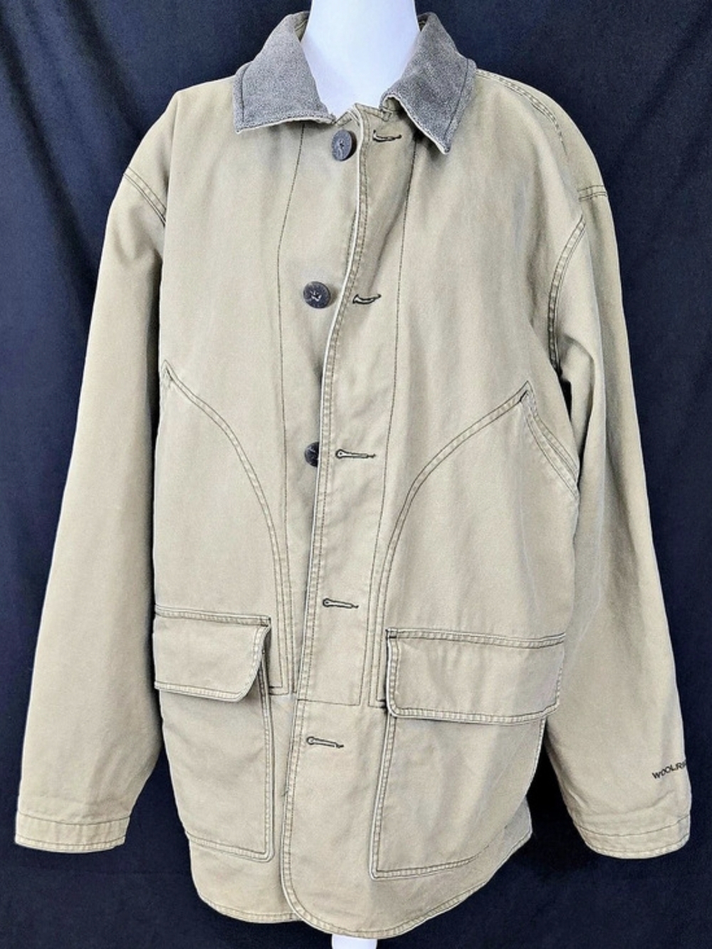 Woolrich Canvas Blanket Lined Field Barn Coat Men's Striped Jacket Medium #770